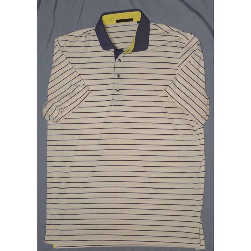 Greyson Performance Golf Polo Shirt Men's XL White Blue Short Sleeve Sports